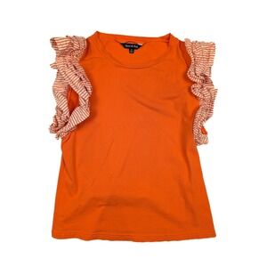 Strut & Bolt Corrine Orange Ruffle Top Eyelet Ruffle Sleeves Women's Size Medium